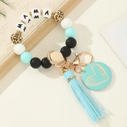 Βραχιόλι-Μπρελόκ 'MAMA' με Ξύλινες Χάντρες