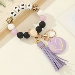 Βραχιόλι-Μπρελόκ 'MAMA' με Ξύλινες Χάντρες