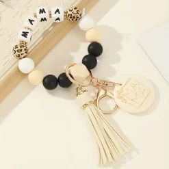 Βραχιόλι-Μπρελόκ 'MAMA' με Ξύλινες Χάντρες