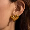 Σκουλαρίκια ατσάλι χρυσό καρδιά μυτερή