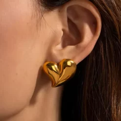 Σκουλαρίκια ατσάλι χρυσό καρδιά μυτερή