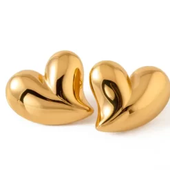 Σκουλαρίκια ατσάλι χρυσό καρδιά μυτερή-EA584
