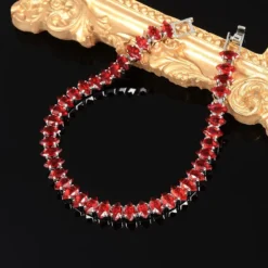 Κομψό βραχιόλι με 18κ Κόκκινα Κύβια Ζιρκόνια