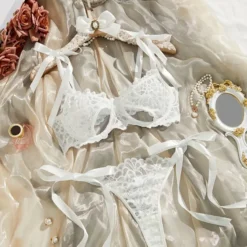 Γυναικείο Σετ Εσώρουχα με Δαντέλα και Ελαστικές Τιράντες