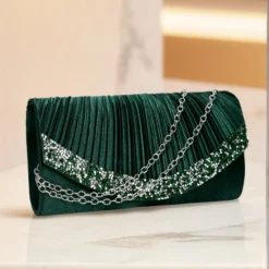 Κομψό Σκούρο Πράσινο Βραδινό Τσαντάκι