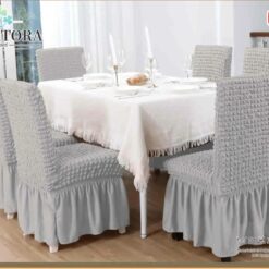 Σετ 6τμχ Ελαστικά Καλύμματα Καρέκλας Με Βολάν