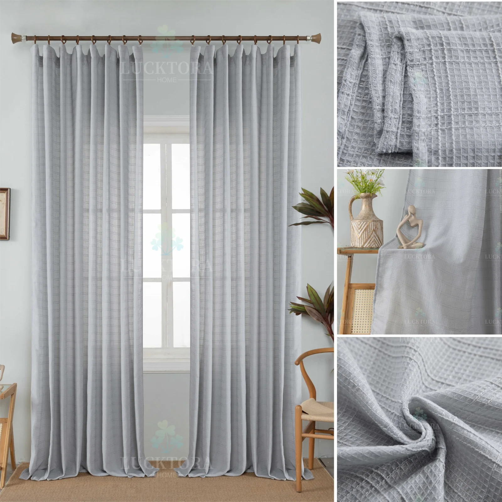 Κουρτίνα 6779-11 Γκρί- Με Τρέσα -270x280CΜ