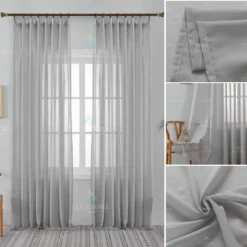 Κουρτίνα 6030-3 Γκρί- Με Τρέσα -270x280CΜ