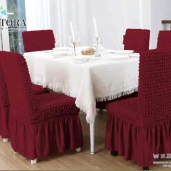 Σετ 6τμχ Ελαστικά Καλύμματα Καρέκλας Με Βολάν