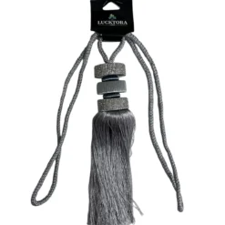 Δέστρα Κουρτίνας Με Φούντα Και Στράς SSCSZ-Γκρί Σκούρο