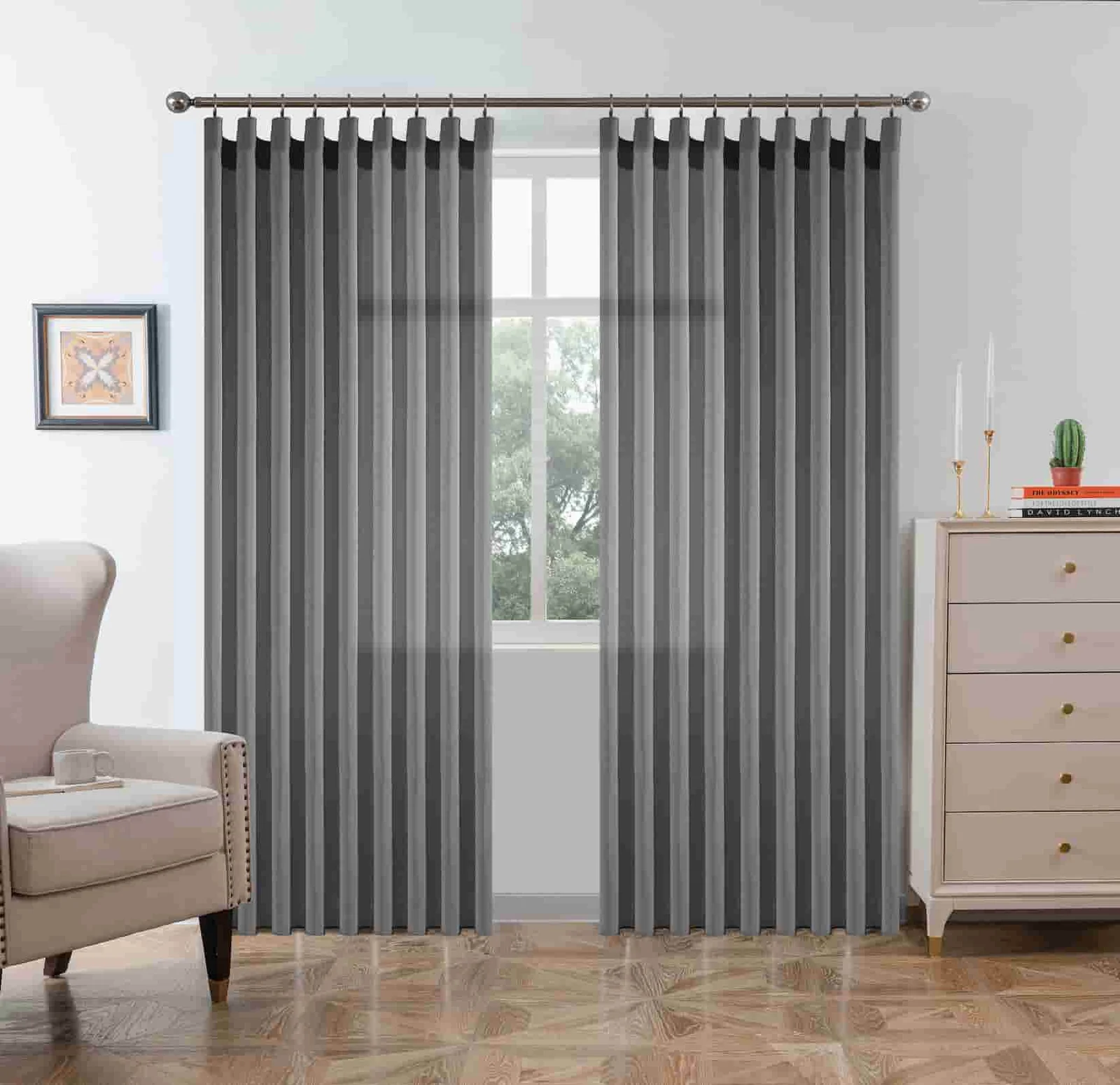 Κουρτίνα 6030-6 Σκούρο Γκρί- Με Τρέσα -270x280CΜ