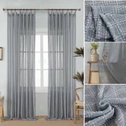 Κουρτίνα 6780-11 Γκρί- Με Τρέσα -270x280CΜ
