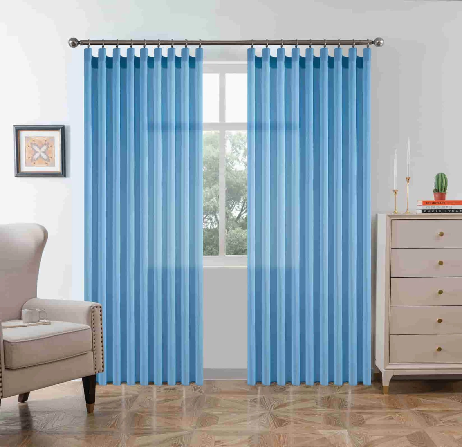 Κουρτίνα 6030-7 Μπλέ- Με Τρέσα -270x280CΜ